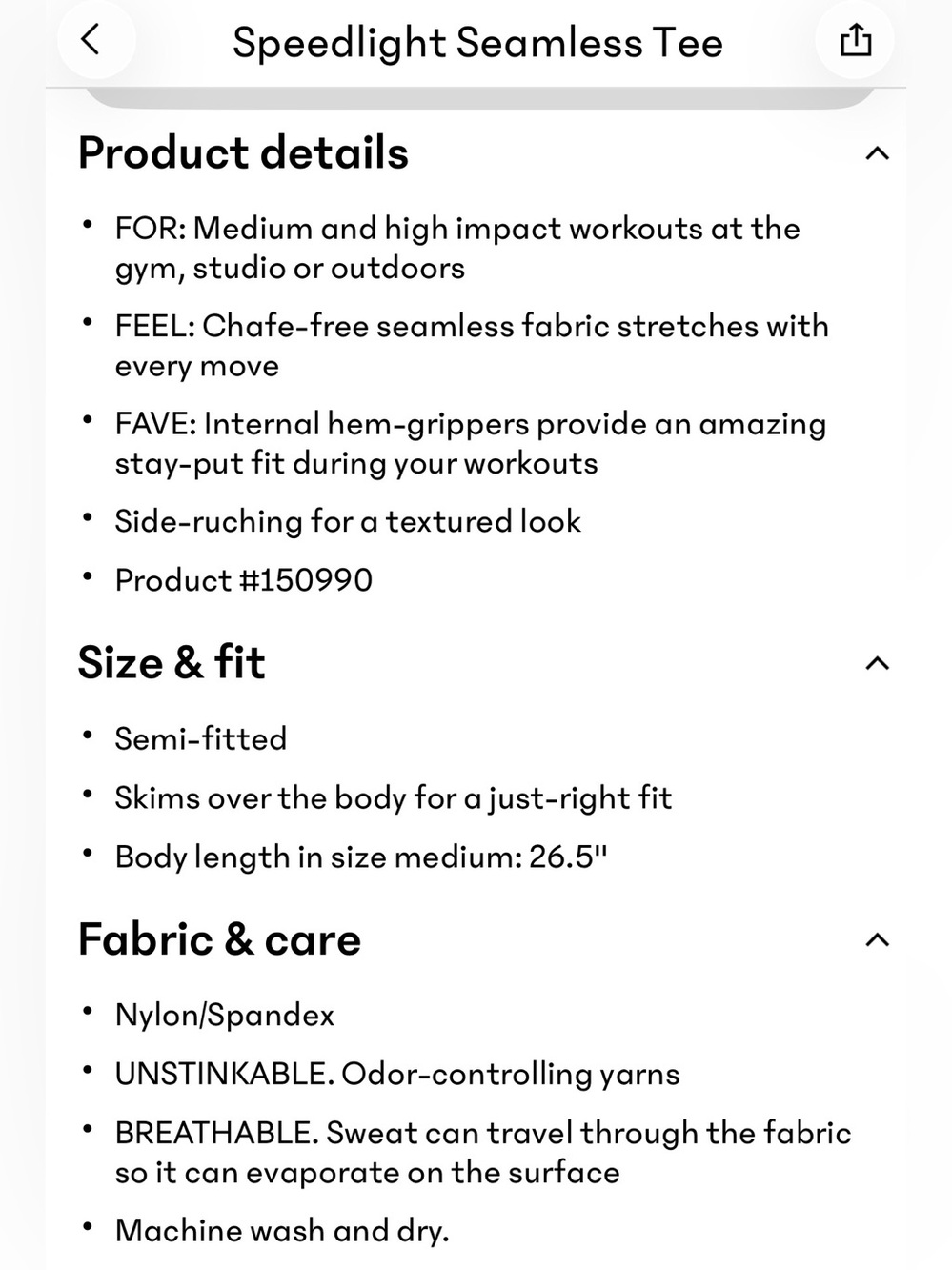 Athleta Speedlight Seamless Tee Ruched Athletic Performance Top. Color Black. M - Picture 10 of 10